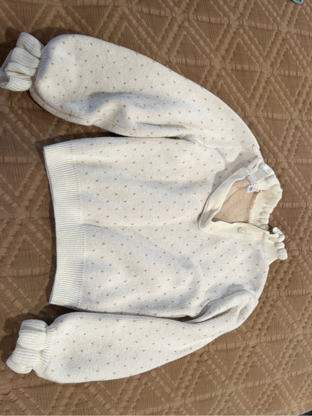 Janie and Jack Cream Pointelle Dot Sweater